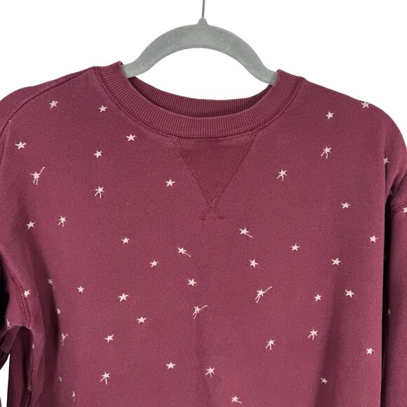 Lou & Grey Sweatshirt Womens Extra Small Red Star Embroidered Boxy Relaxed - Picture 2 of 9